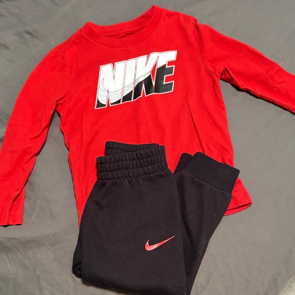 Nike Red Shirt and Black Joggers Set